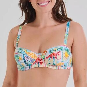 NWT Freshwater Underwire Bra Swimsuit Bikini Top Mykonos Vacation Tropical SM